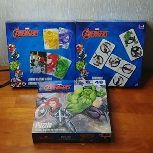 Avengers puzzle, cards and dominoes